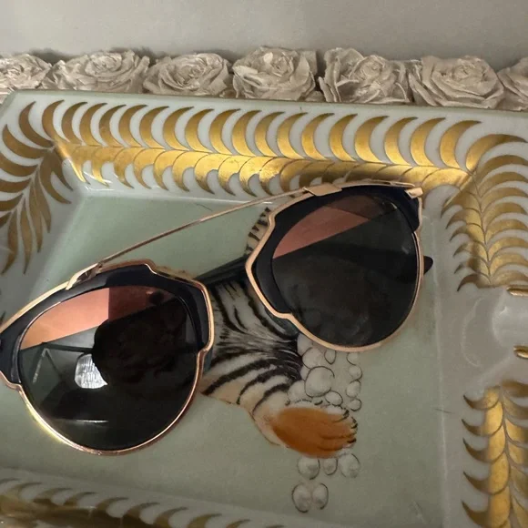 CHRISTIAN DIOR Navy Blue Acetate So Real Brow Bar Sunglasses